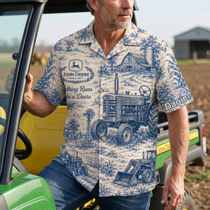 Farm Life Toile de Jouy Hawaiian Shirt - Personalized Gifts For Farmer 03NALU170626
