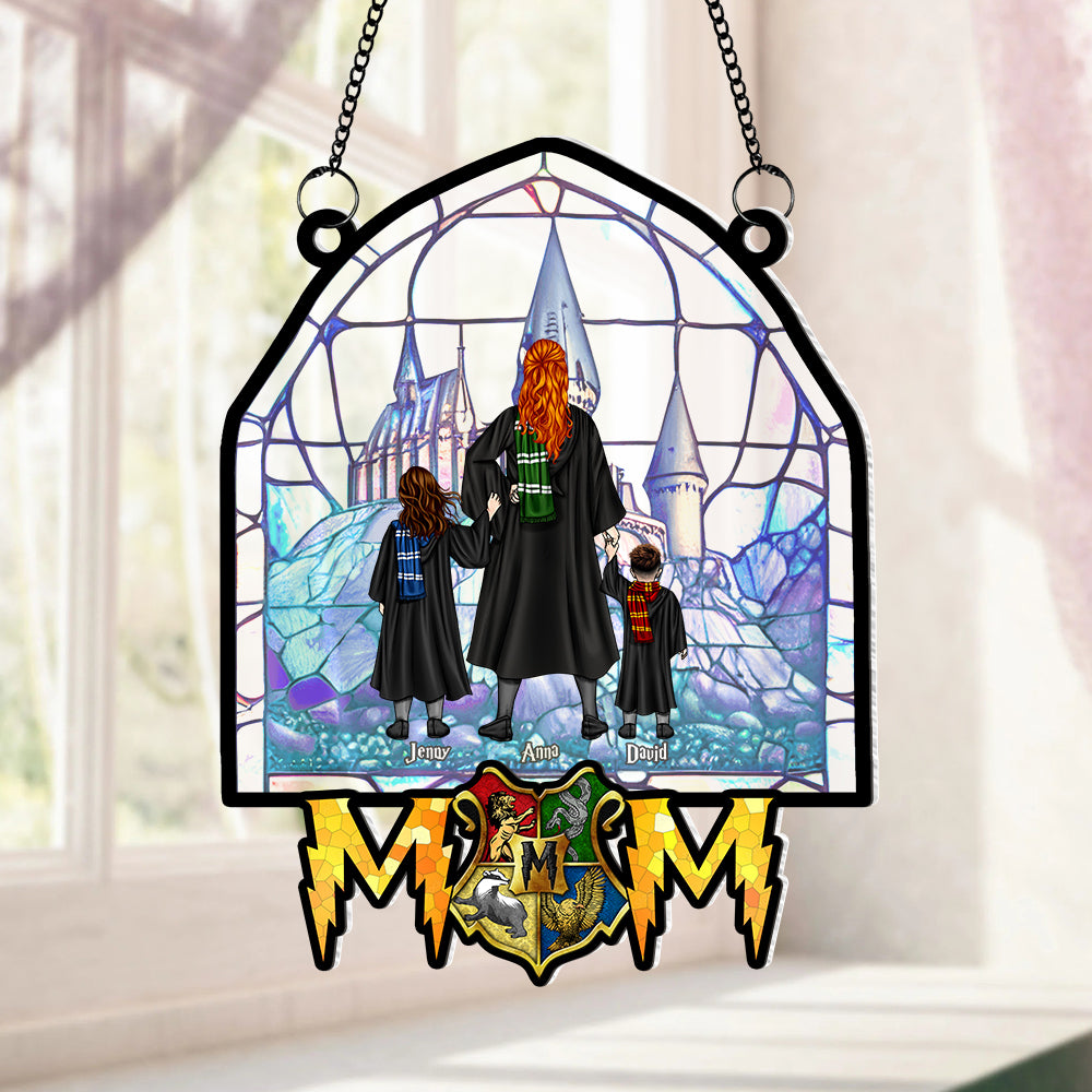 Personalized Gifts For Mom Suncatcher Ornament 01httn240424tm Witch and Kids-Homacus