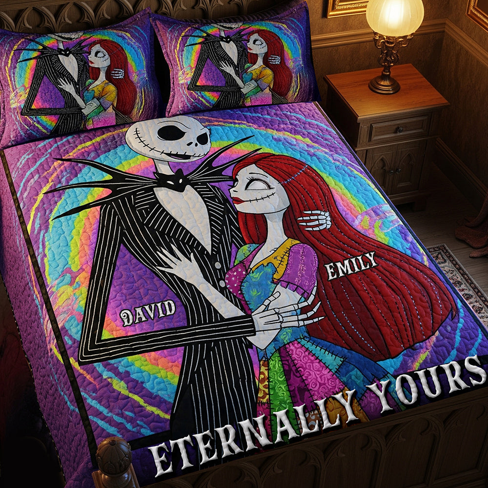 Psychedelic Couple Quilt Bed Set, Personalized Halloween Gifts For Couple 01qhqn090825
