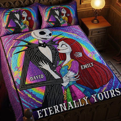 Psychedelic Couple Quilt Bed Set, Personalized Halloween Gifts For Couple 01qhqn090825