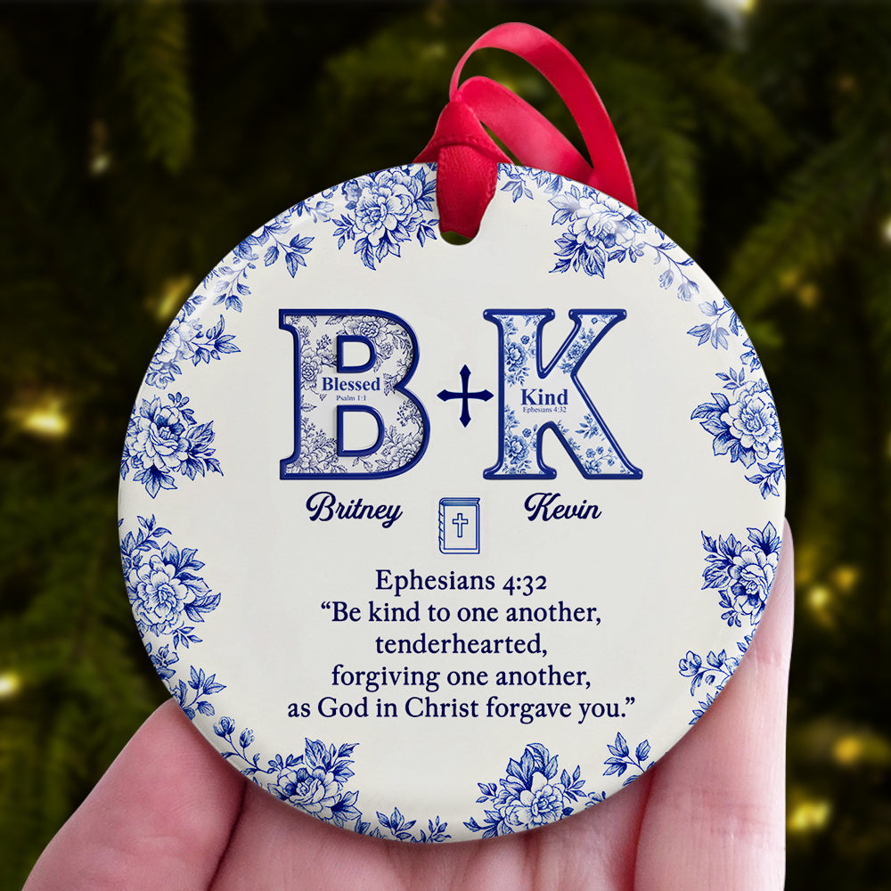 Toile de Jouy Faith & Love Christmas Ornament Personalized Gifts For Couple 03HYDT021025-Homacus