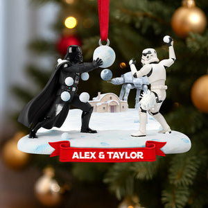 Galactic Snowball Fight Ornament, Personalized Christmas Gifts For Movie Fans 03qhtn091025