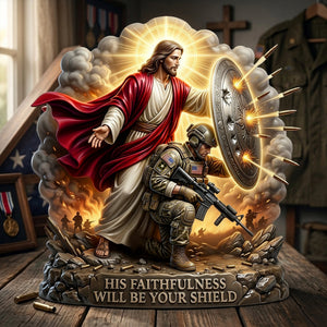 Christian Soldier Shield Acrylic Plaque - Personalized Gifts For Veteran 05NALU300326