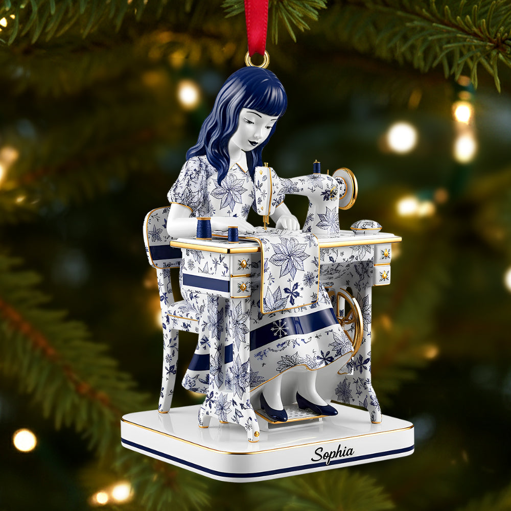 Toile De Jouy Sewing Girl Christmas Ornament Personalized Gifts For Sewing Lovers 05ohtn071125