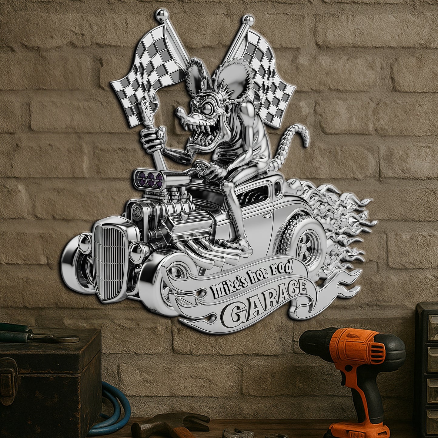 Hot Rod Holiday Metal Sign – Personalized Garage Gifts For Hot Rod Lover 03qhlu180625
