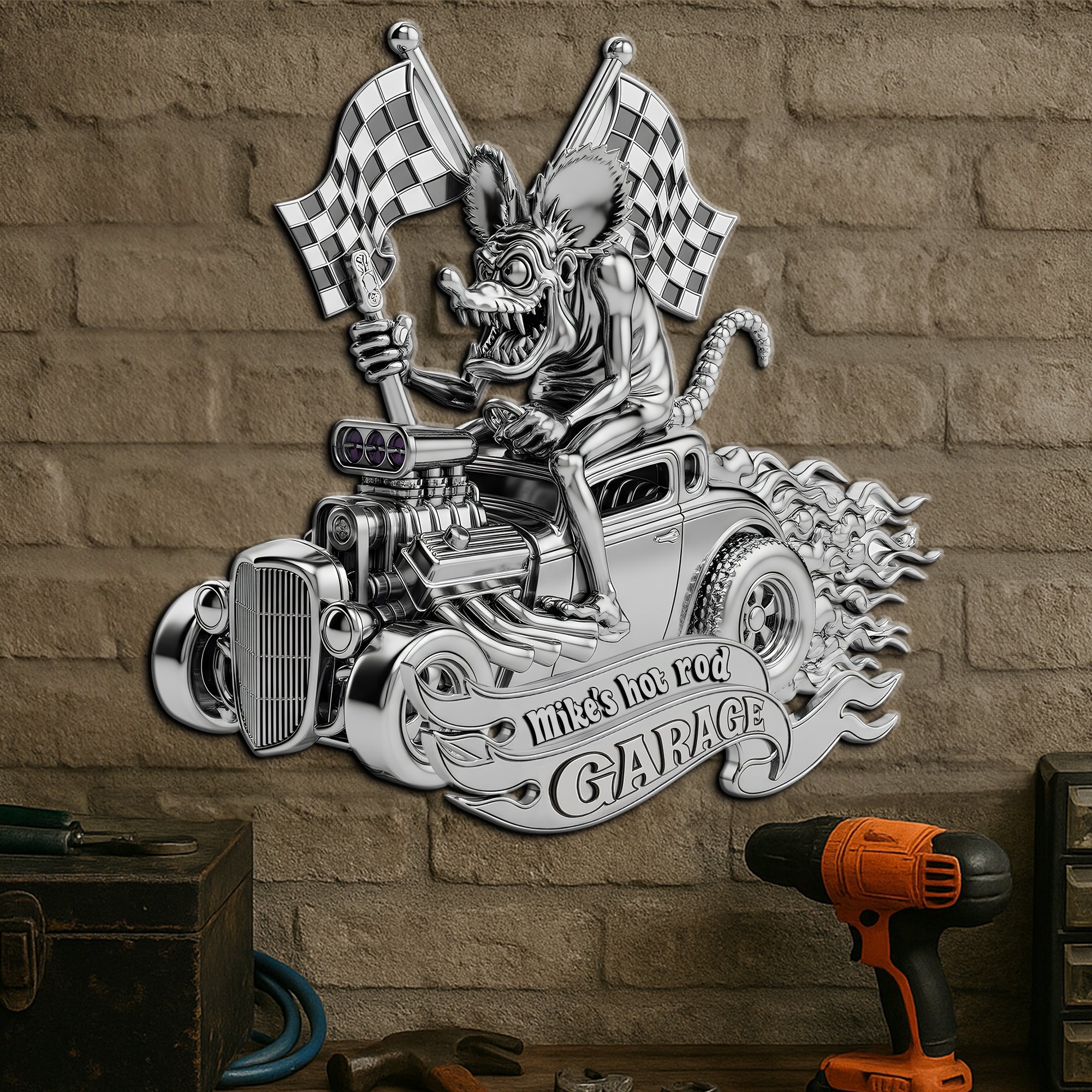Hot Rod Holiday Metal Sign – Personalized Garage Gifts For Hot Rod Lover 03qhlu180625