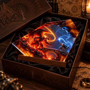 Epic Fantasy Dragon Battle Acrylic Light Box - Personalized Gifts For Fantasy Lovers 06nalu231026