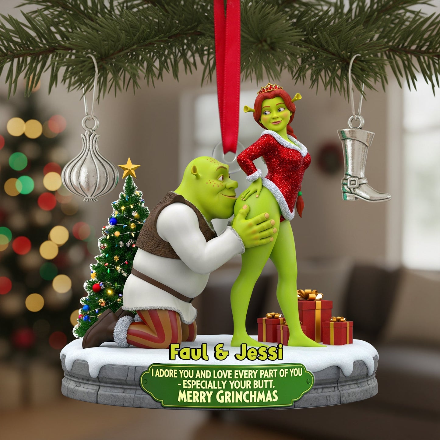 Cheeky Kisses Couple Ornament - Personalized Christmas Gifts For Couple 04OHLU120925