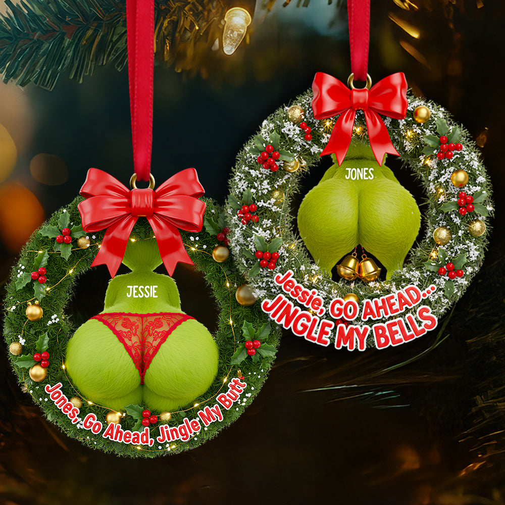 Funny Christmas Wreath Ornament Personalized Gifts For Couple 06NADT011025