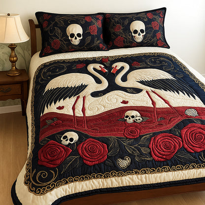 Gothic Flamingo Love Quilt Bed Set - Gifts For Couple 05tgqn210725