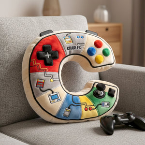 Game Controller Initials Letter Pillow - Personalized Gifts For Kids 01NATN151225