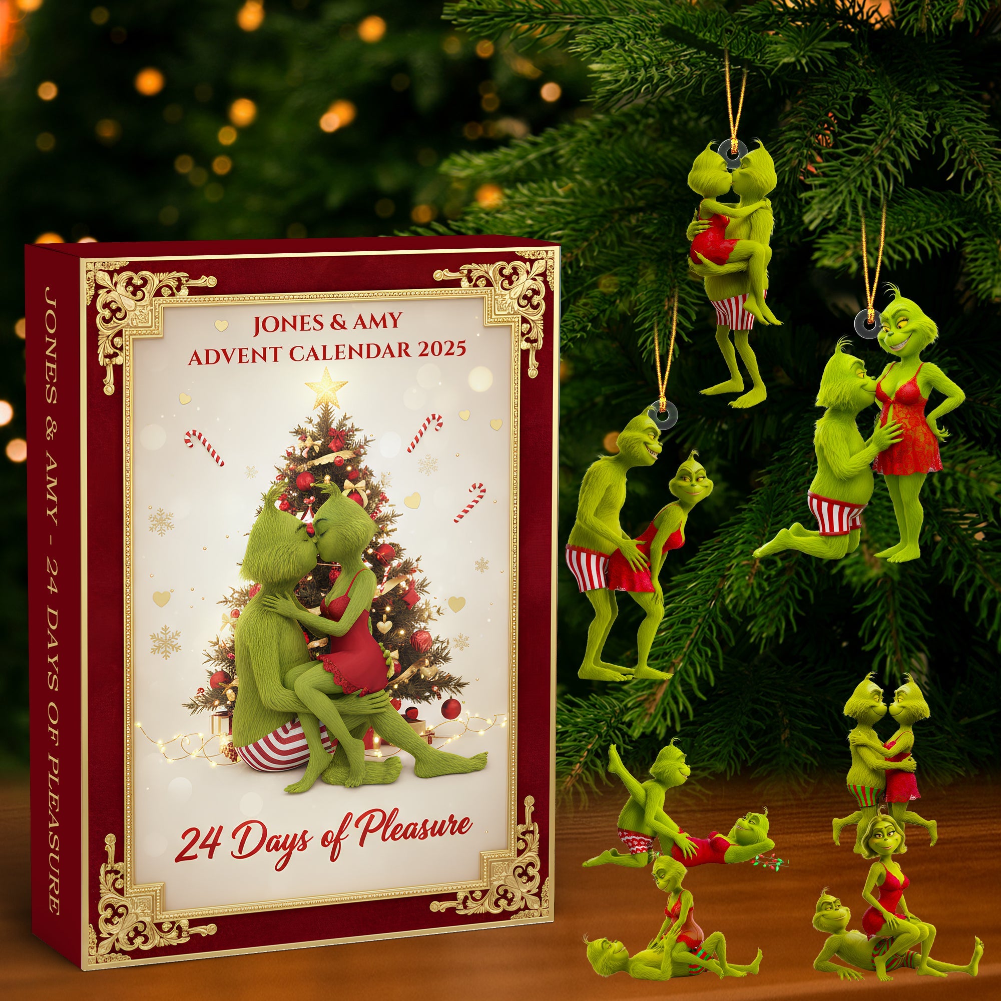 Naughty Green Couple Christmas Advent Calendar - Personalized Gifts For Couple 02nadt101025