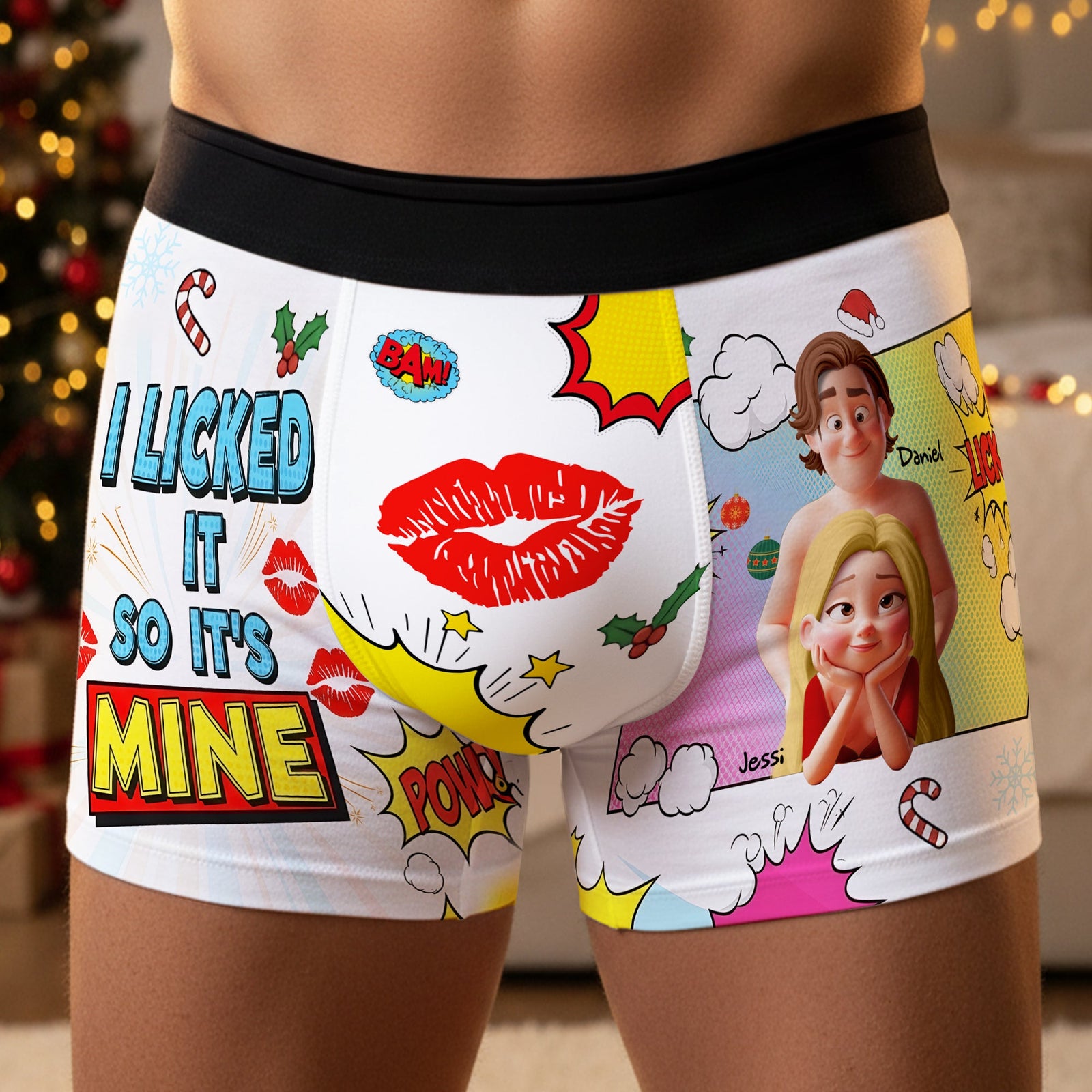 Flirty Couple Men's Boxers - Personalized Christmas Gifts For Him 04TGLU060925