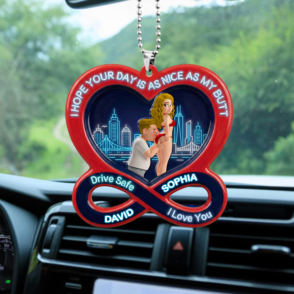 Funny Couple Acrylic Car Visor Clip - Personalized Gifts For Couple 03NATN090226