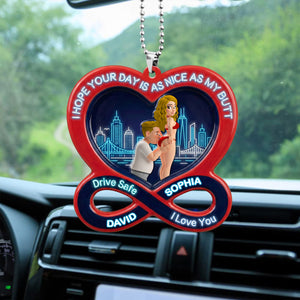 Funny Couple Acrylic Car Visor Clip - Personalized Gifts For Couple 03NATN090226