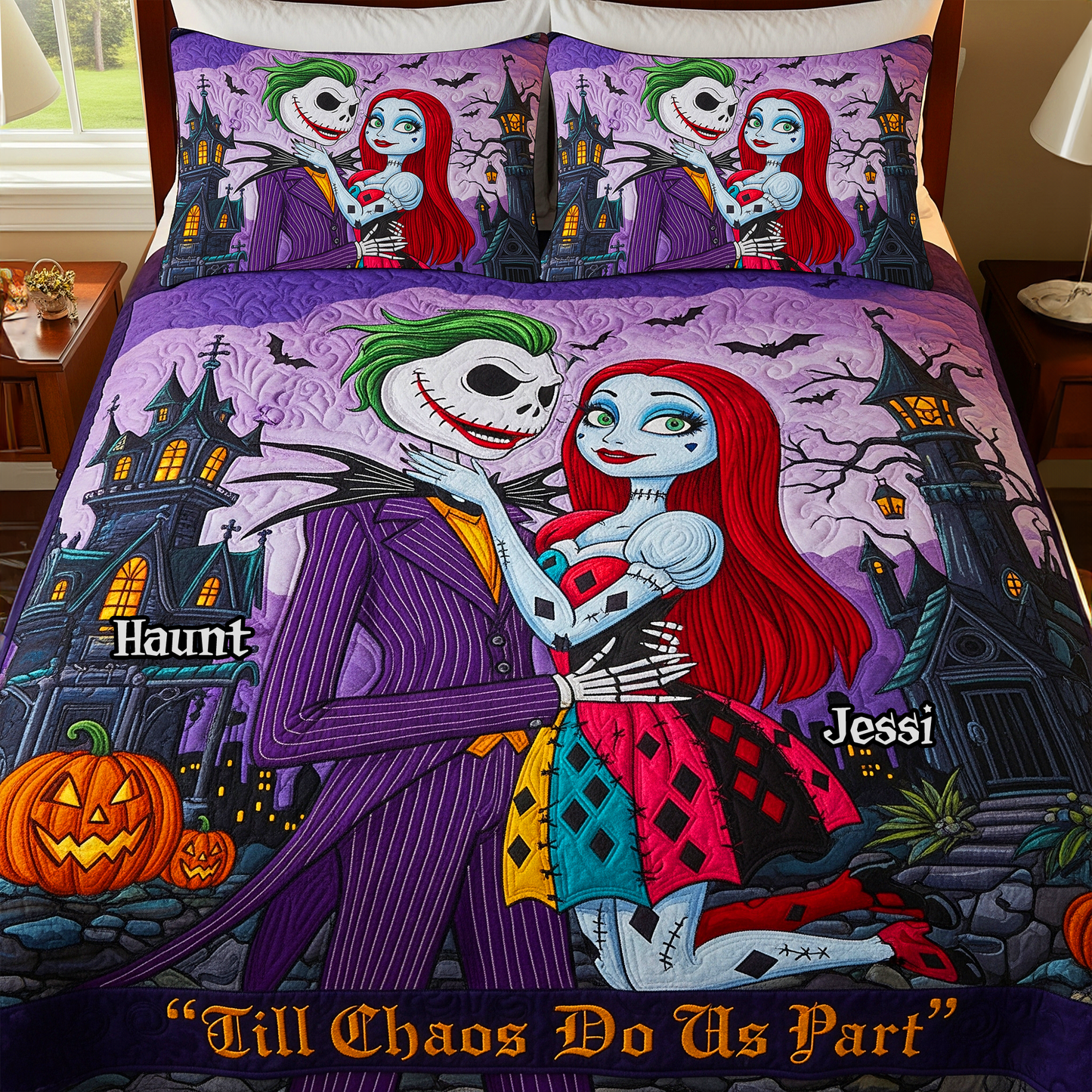 Spooky Couple Quilt Bed Set Special Line – Personalized Gifts For Couple 04NALU090825