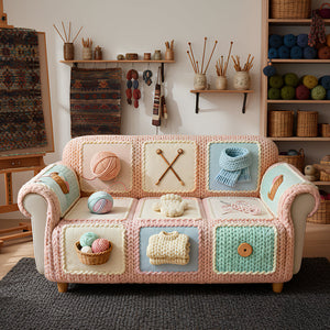 Knitting Quilted Sofa Cover - Personalized Gifts For Knitting Lover Quilted Sofa Cover 04KIDT040226
