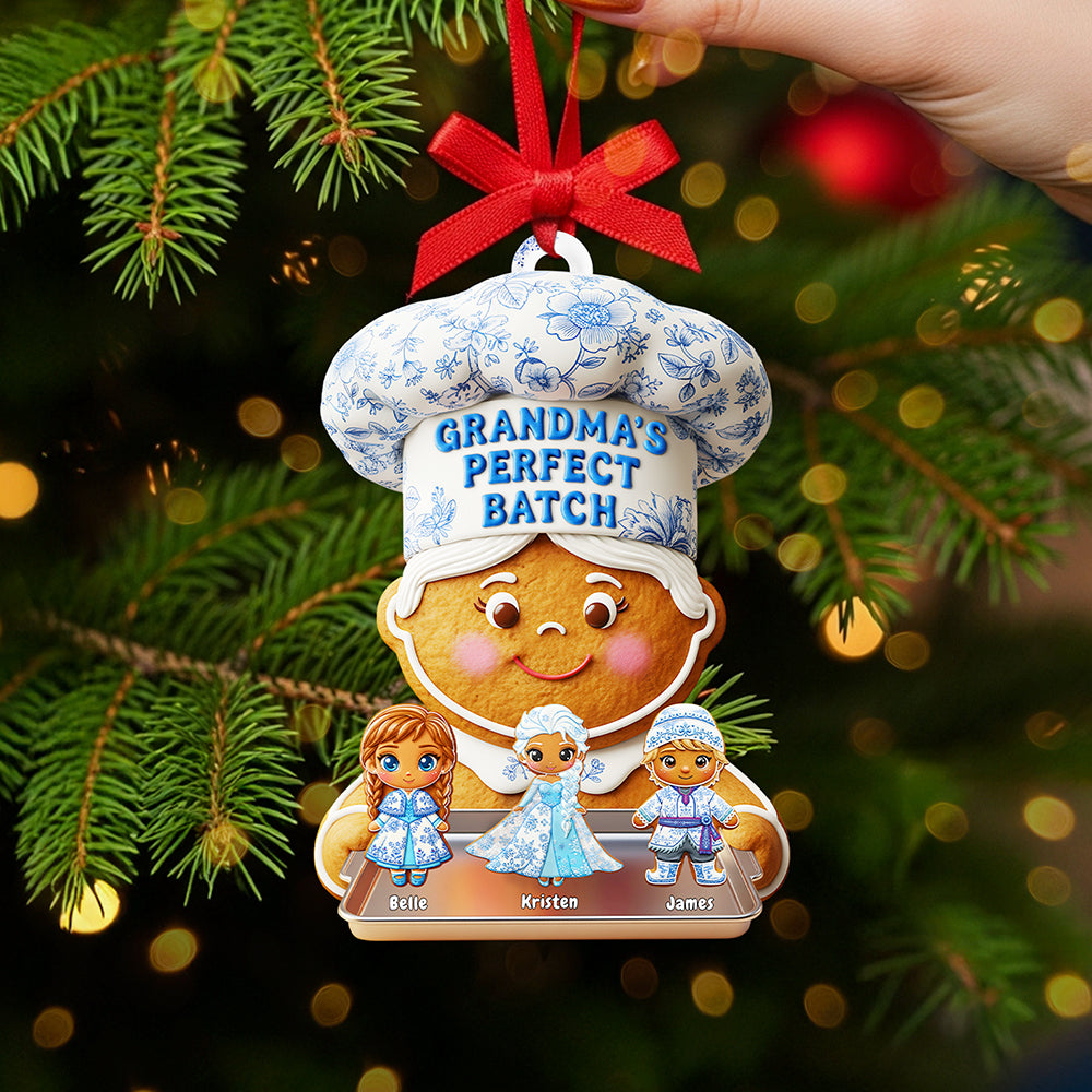 Grandma's Gingerbread Toile de Jouy Ornament - Personalized Gifts For Grandma Christmas Ornament 02PGTA170925