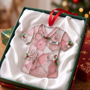 Sea Glass-Style Nurse Scrub Christmas Ornament - Personalized Christmas Gift For Nurse 01pgtn141026