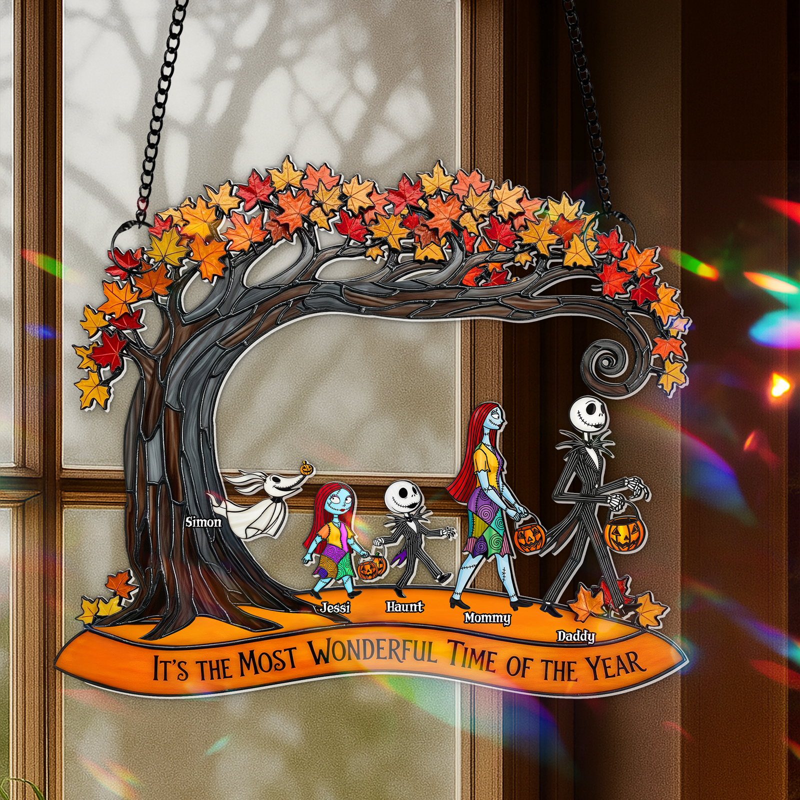 Great Time Of Spooky Family Suncatcher - Personalized Gifts For Family 04OHLU040825-Homacus