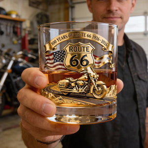 100 Years Of Route Personalized Gifts For Bikers 11oz Round Glass 03natn040226