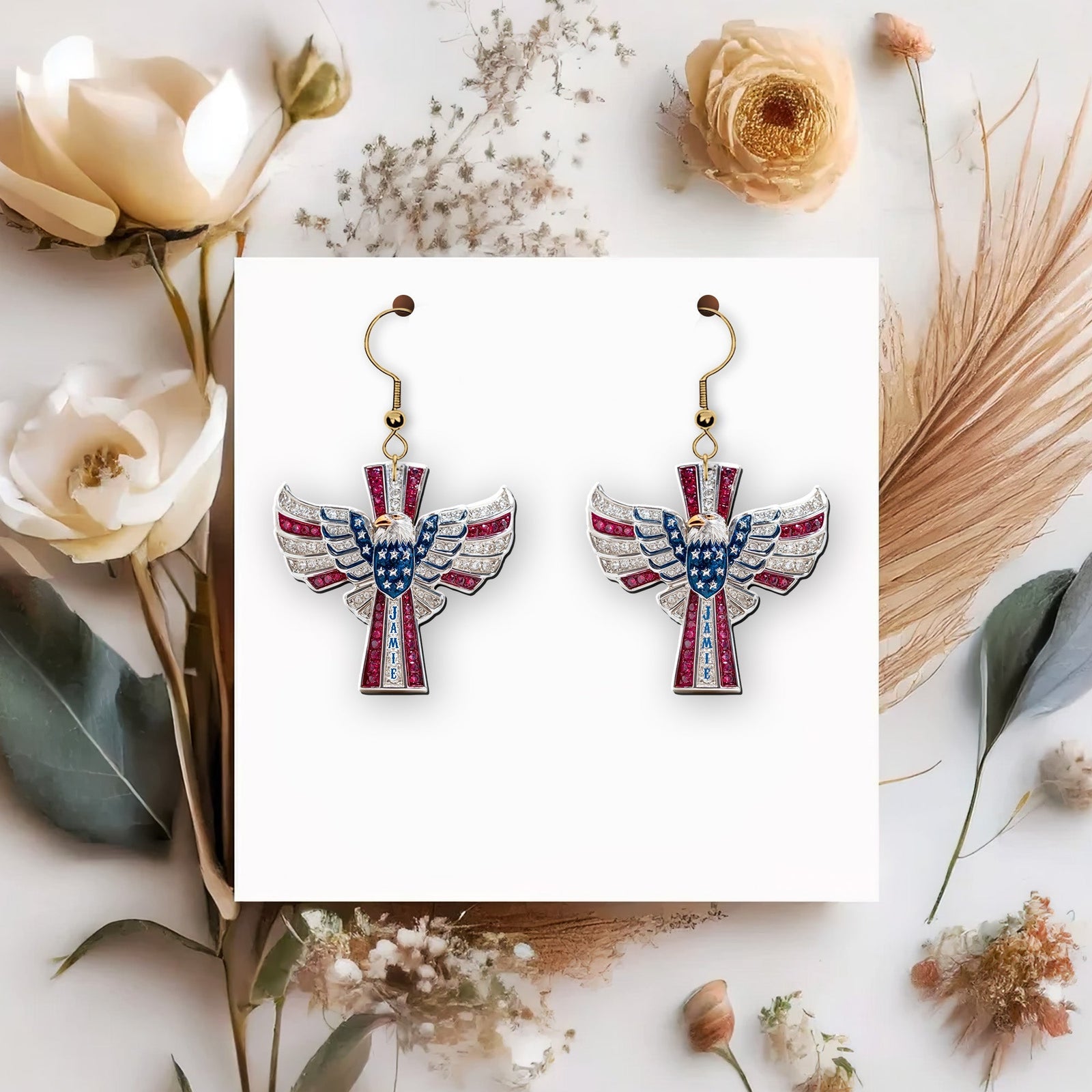 American Cross Earrings - Personalized Gifts For Christian 04tgmg080725-Homacus