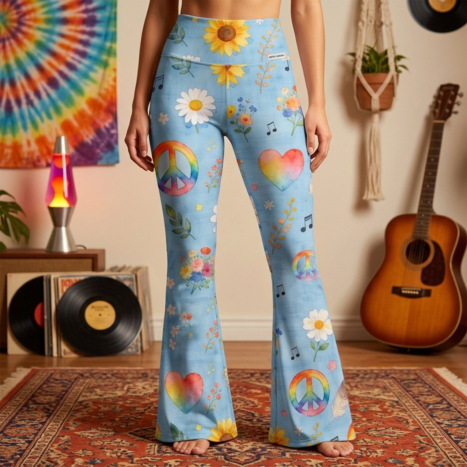 Hippie Peace Flare Leggings - Gifts For Hippie Lovers 05PGLU200326