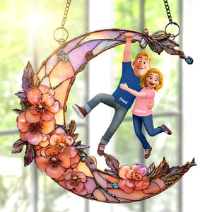 Fun Hanging Couple Moon Suncatcher Ornament - Personalized Gifts For Couple 03qhqn011225
