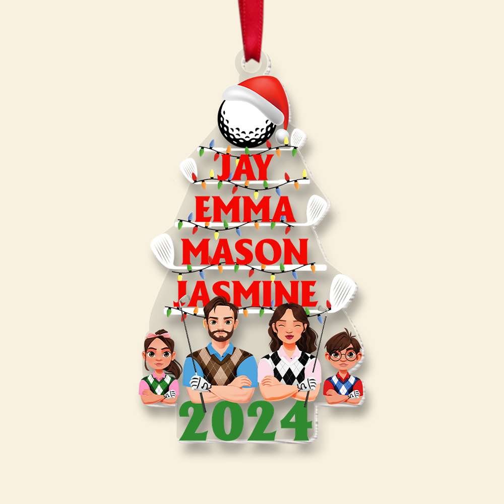 Personalized Gifts For Family Love Golf Acrylic Ornament Christmas 02XQMH111024 - Ornament - GoDuckee
