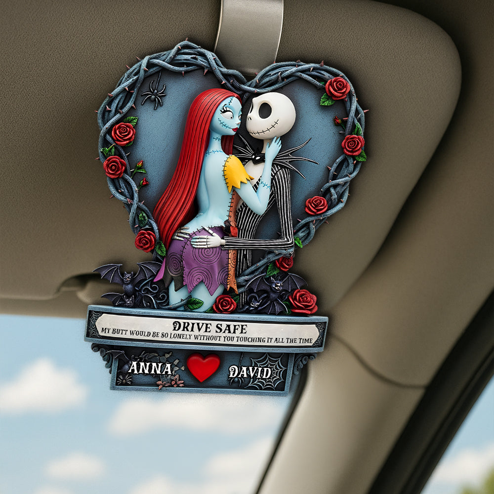 Naughty Spooky Couple Car Visor Clip - Personalized Gifts For Couple 03qhtn290525 - Car Visor Clip - GoDuckee