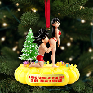 Cheeky Kiss Couple Ornament - Personalized Gift For Couples 05OHLU111125