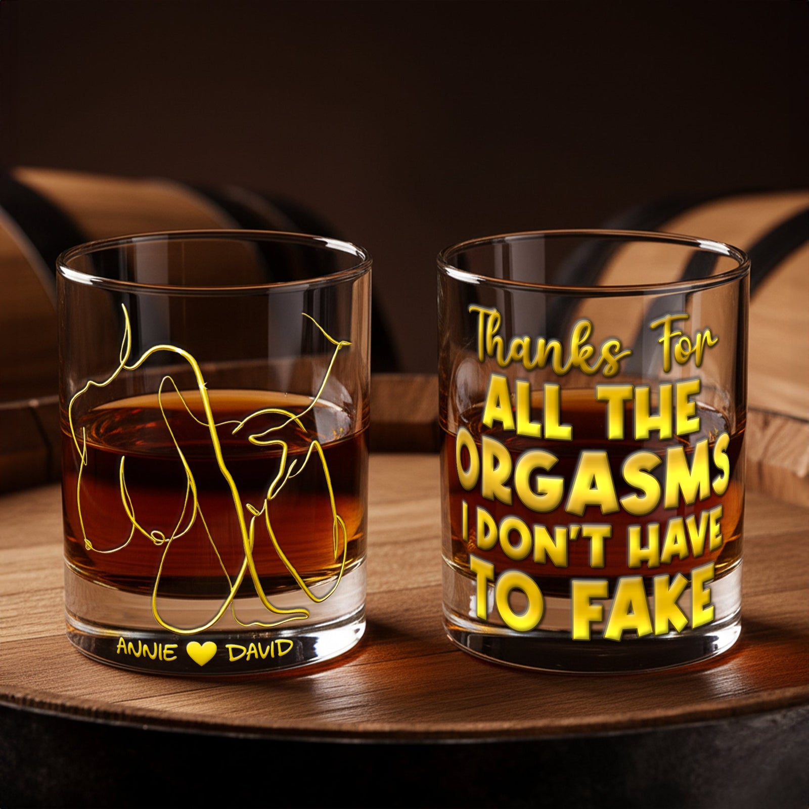 Playful Couple Round Glass - Personalized Gifts For Couples 04NALU031225