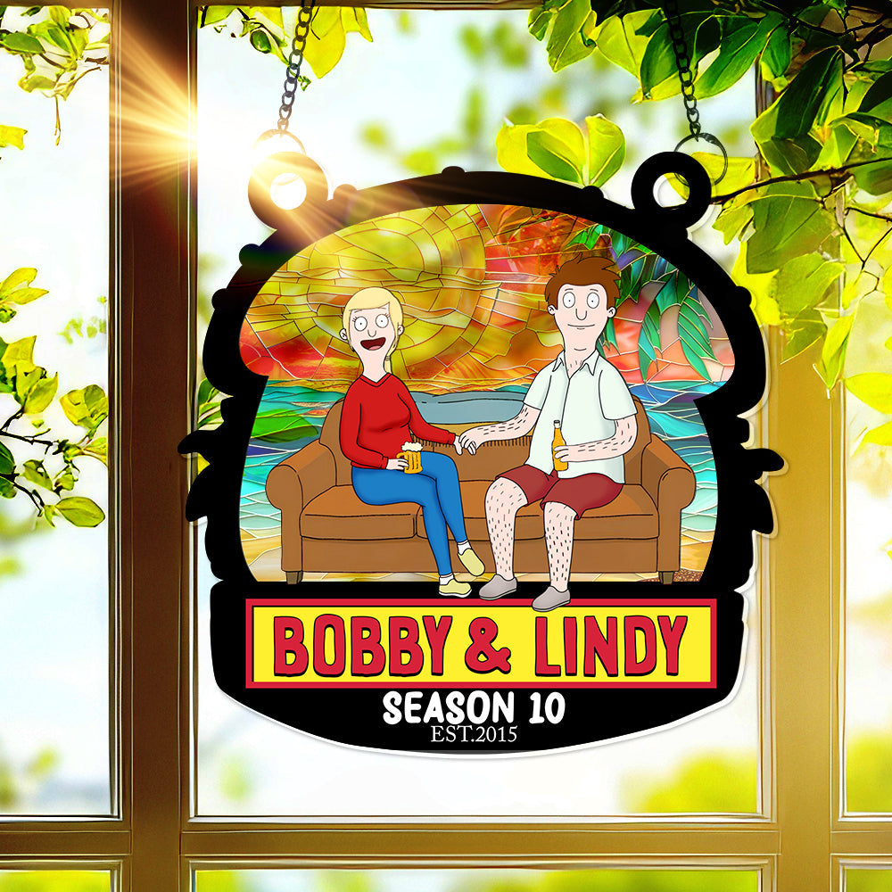 Burger Couple Suncatcher Ornament - Personalized Anniversary Gifts 03OHLU040325PA-Homacus