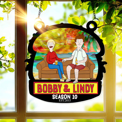 Burger Couple Suncatcher Ornament - Personalized Anniversary Gifts 03OHLU040325PA-Homacus