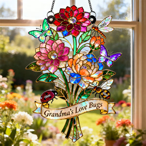Grandma's Love Bugs Suncatcher Ornament - Personalized Mother's Day Gifts 02natn240226