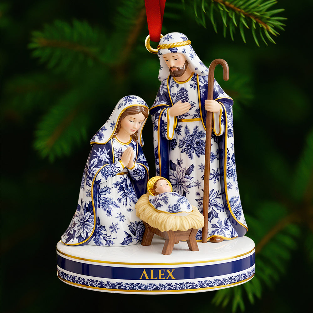 Toile de Jouy Nativity Christmas Ornament – Personalized Gifts for Believers 02PGDT021025