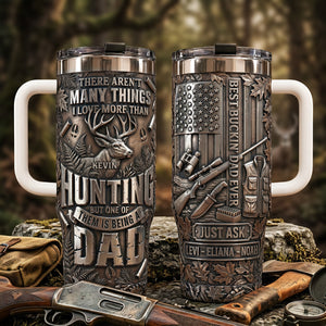 Hunting Obsessed Dad Tumbler With Handle, Personalized Gifts For Dads 03qhta230526