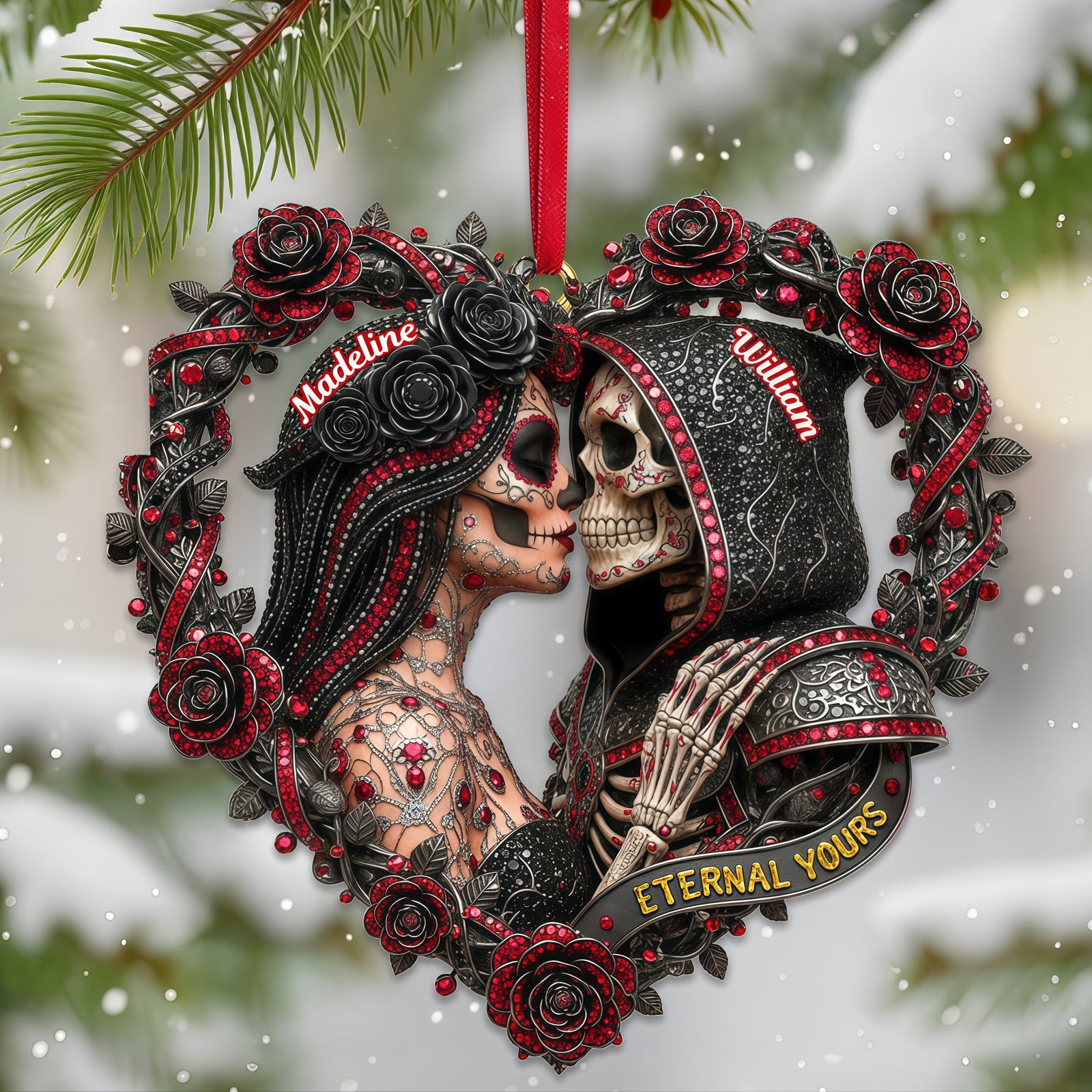 Skull Couple Ornament Personalized Christmas Gifts 04OHMG231025