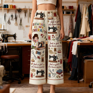 Sewing Is A Therapy Pajama Pants - Personalized Gift For Sewers 03PALU140126