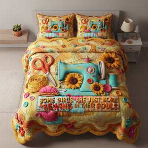 Sewing Girl Quilt Bedding Set Gifts For Sewing Lovers 03PADT261125