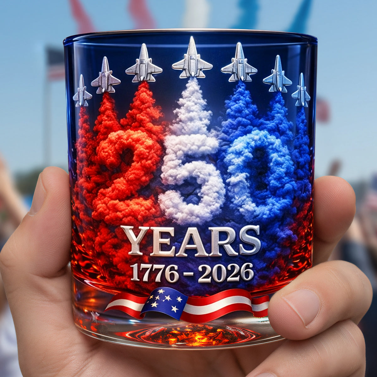 250th Anniversary 11oz Round Glass - Personalized Gifts For Patriotic 01TOTA240326