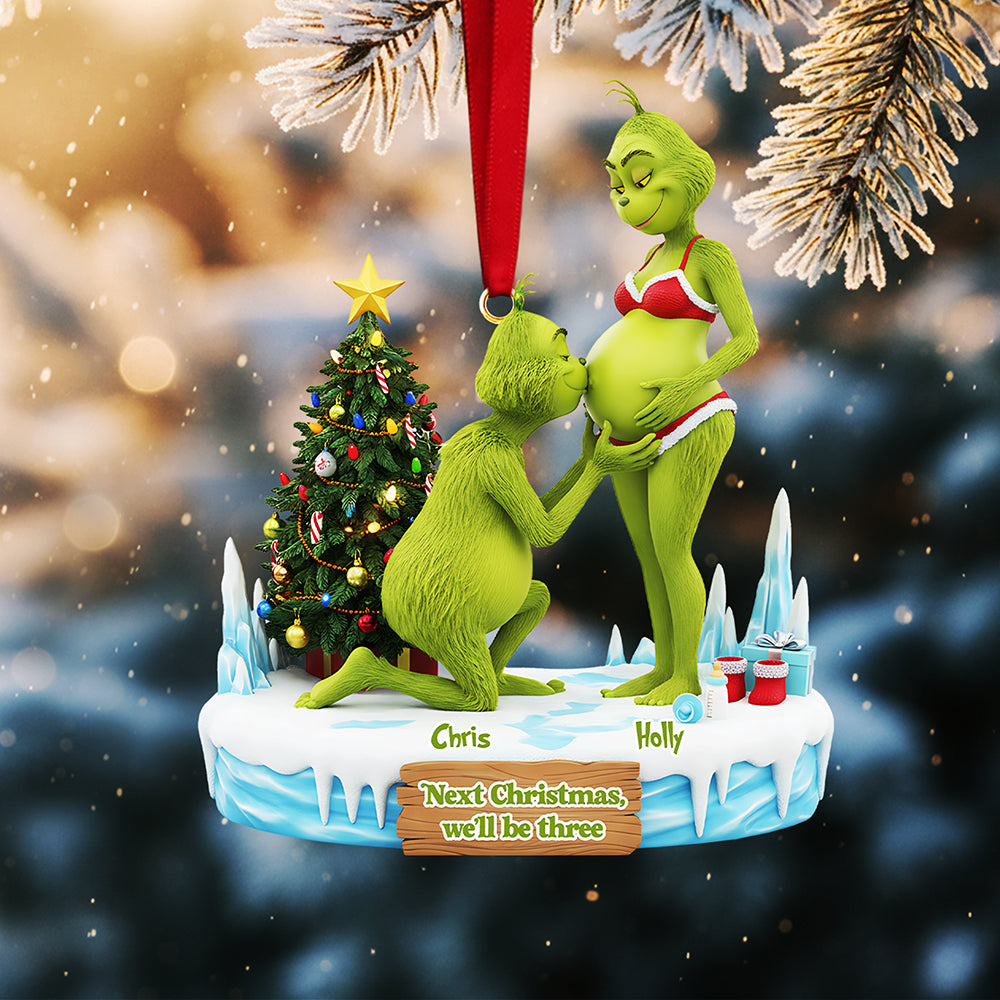 Personalized Gifts For Christmas, Couple Pregnant Couple Acrylic Ornament 01ohta300925