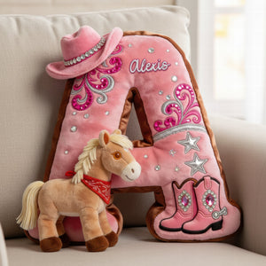 Cowgirl Alphabet Initial Letter Pillow - Personalized Gifts For Horse Lovers 03naqn111225
