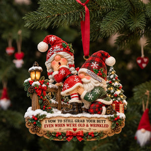 Playful Gnome Couple Ornament - Personalized Christmas Gifts For Couples 02NALU260926