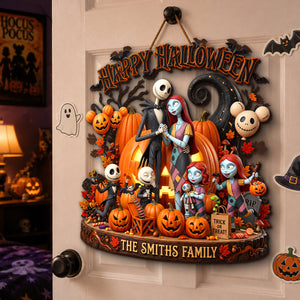 Spooky Family Happy Halloween Acrylic Sign - Personalized Halloween Gifts For Family 011padh050826