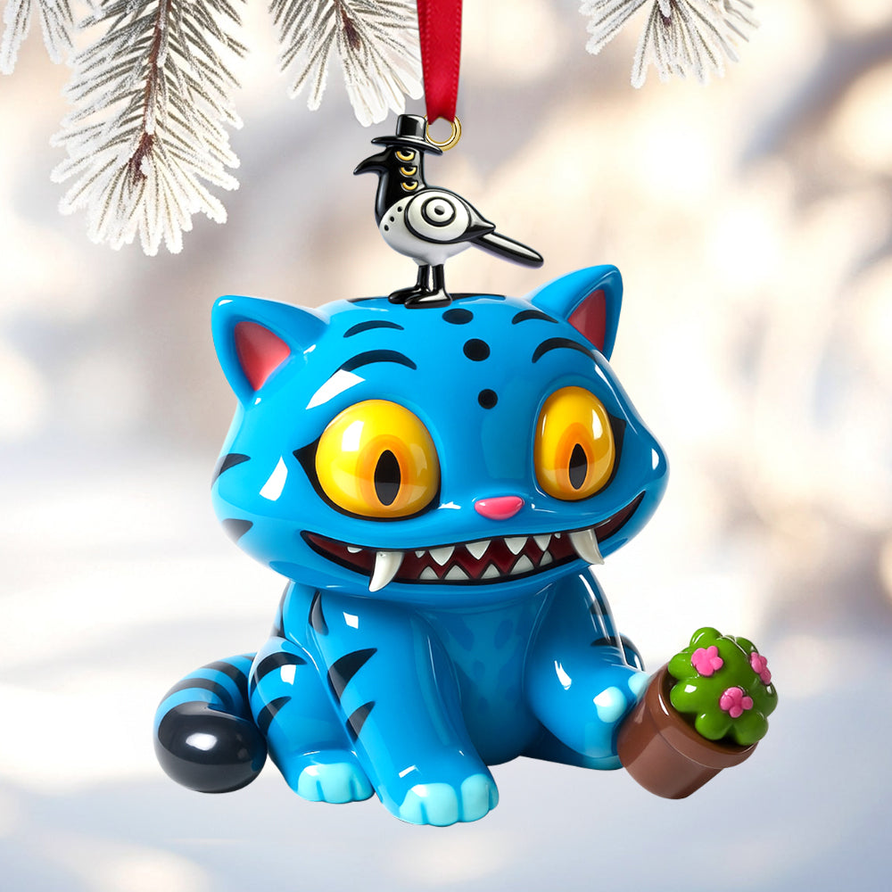 Blue Mischief Cat Acrylic Ornament Personalized Gifts For Christmas 02natn101125