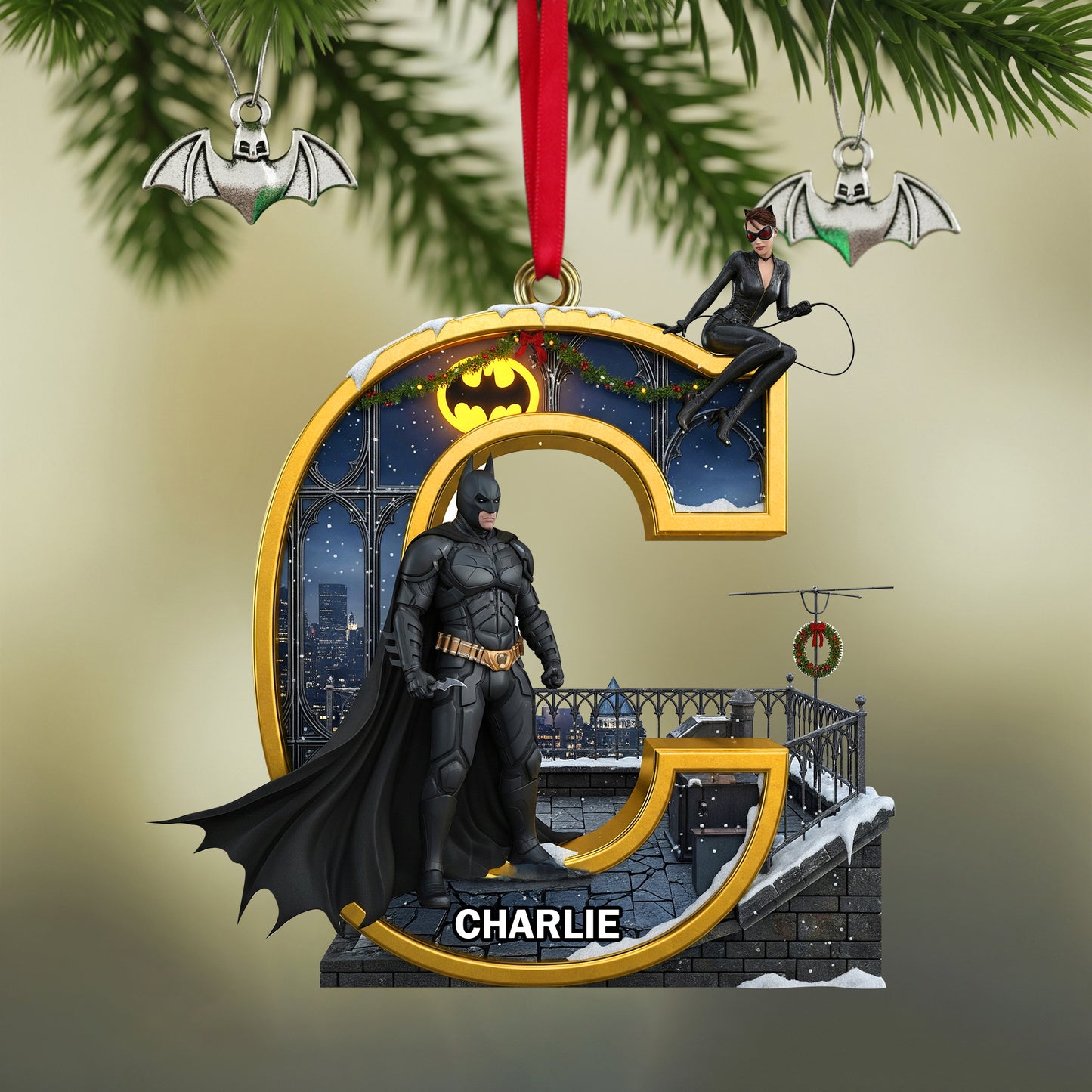 Shadow Wing Initials Christmas Ornament - Personalized Gifts For Fans 03OHLU050925