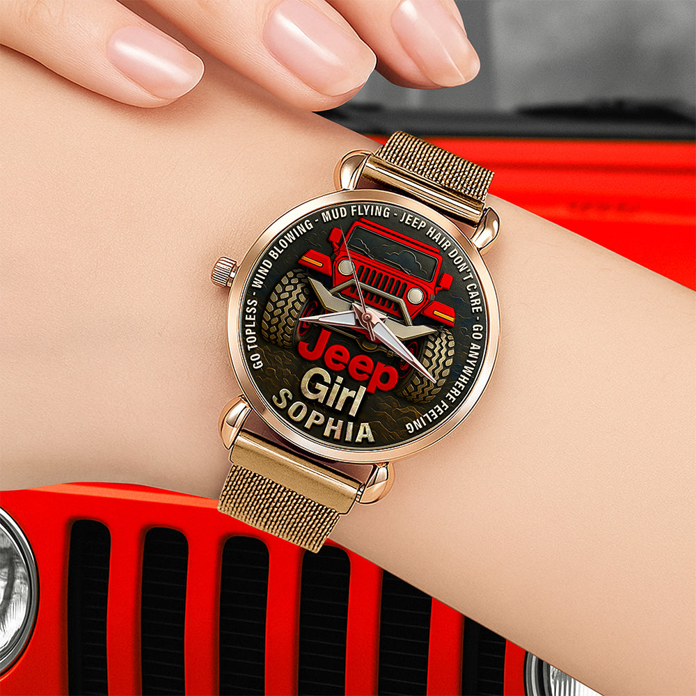 Adventure Girl Mesh Strap Quartz Watch - Personalized Gifts For Off-road Lovers 03huqn040925