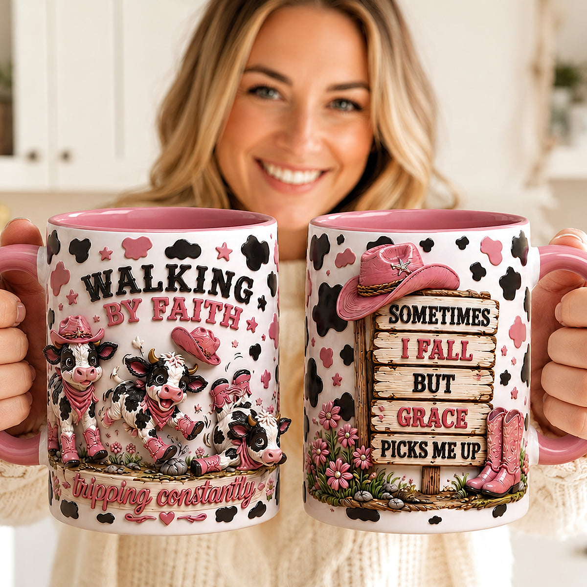 Walking By Faith Calf Coffee Mug - Personalized Gifts For Christian 06PADT250726