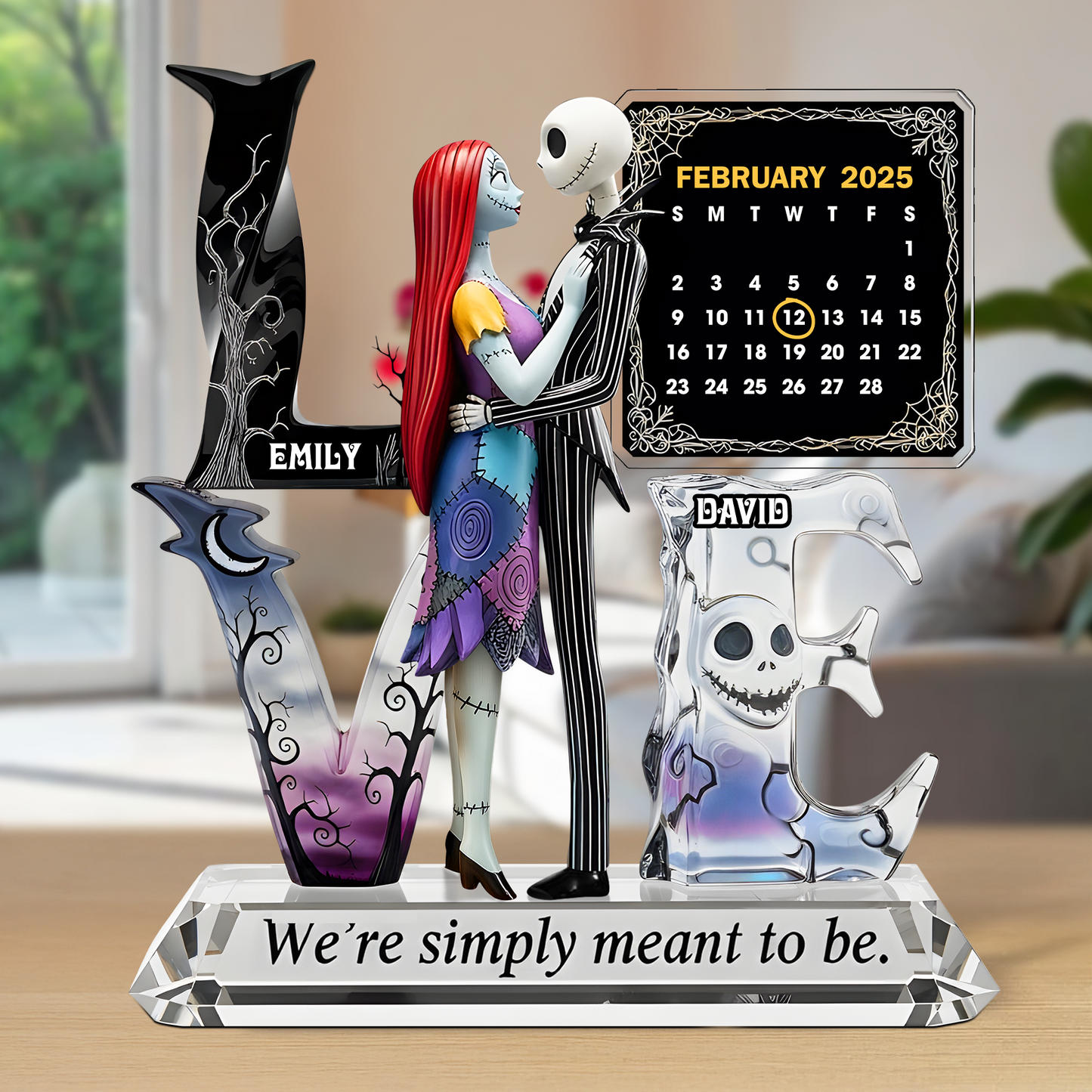 Romantic Skull Couple Acrylic Plaque Personalized Anniversary Gifts 06topu260625